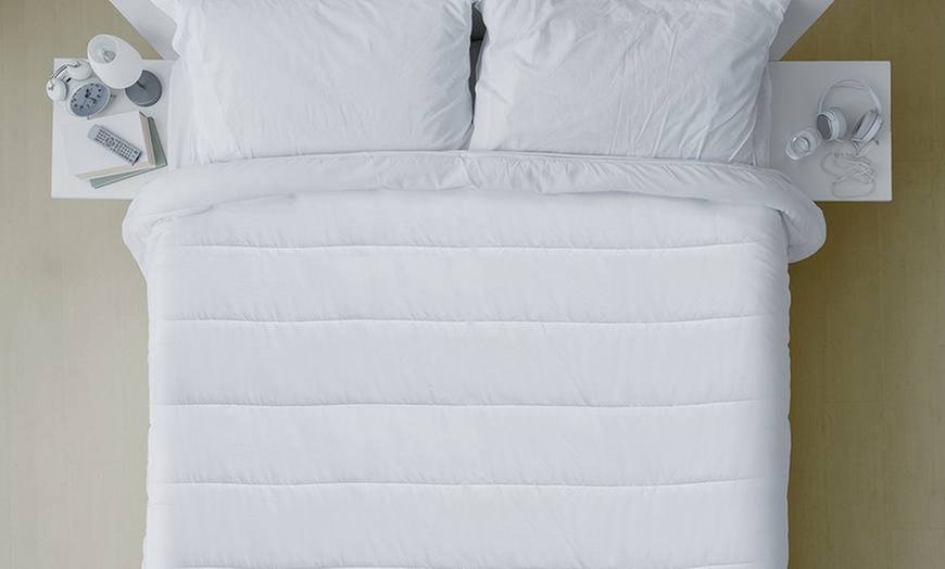 Image 1: Winterse witte donsdeken van microvezel