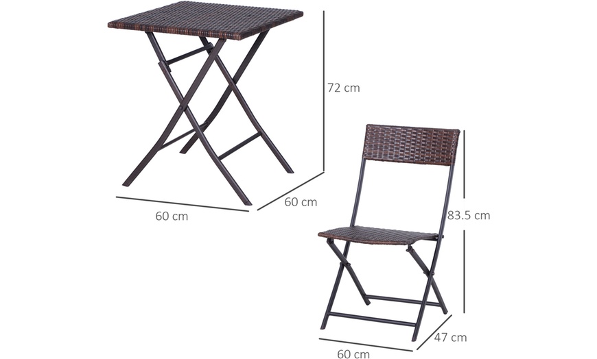 Image 14: Outsunny Rattan-Effect Bistro Set