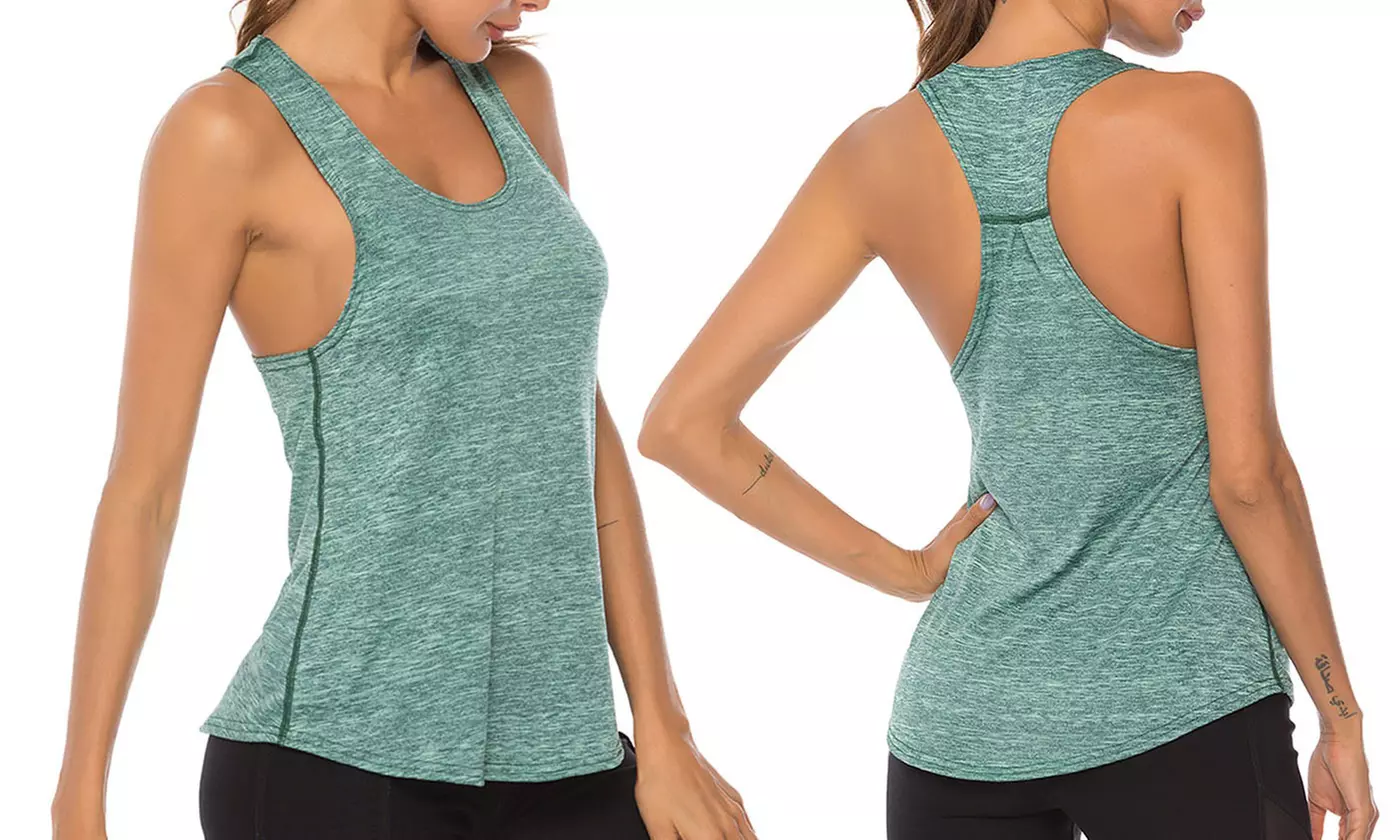Women Open Back Loose fit Workout Racerback Tank Tops Sport Vest