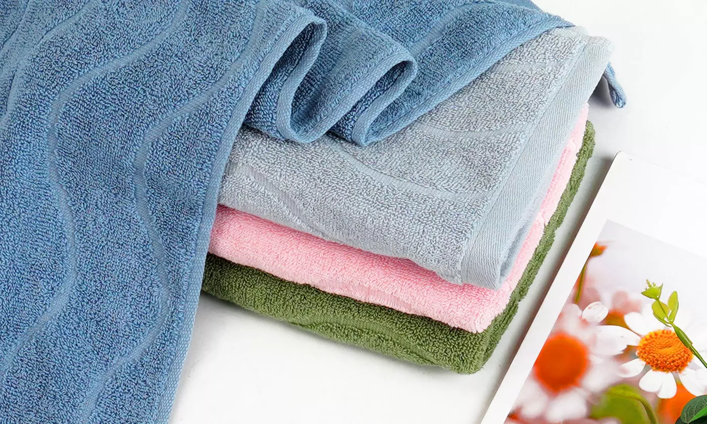  Set of Two SixtyShadesofGrey Wavy Striped Jacquard Cotton Hand Towels