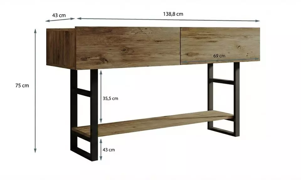 Flurmöbel in Kieferfarbe mit Stahlgestell