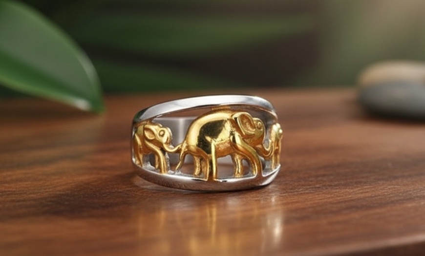 Image 1: Golden Elephants Ring From Tunk Show  Collection