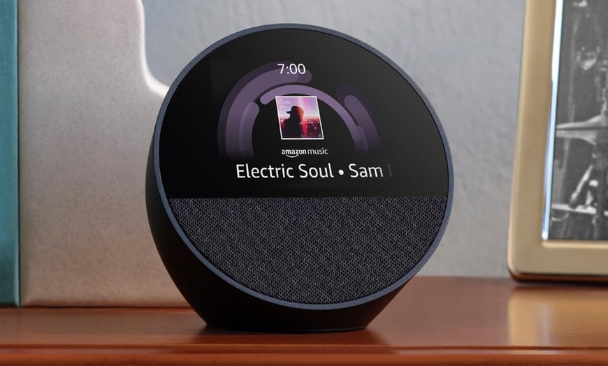 Image 3: New Amazon Echo Spot (2024) Smart Clock - Customisable Display, Vibrant Sound, Alexa