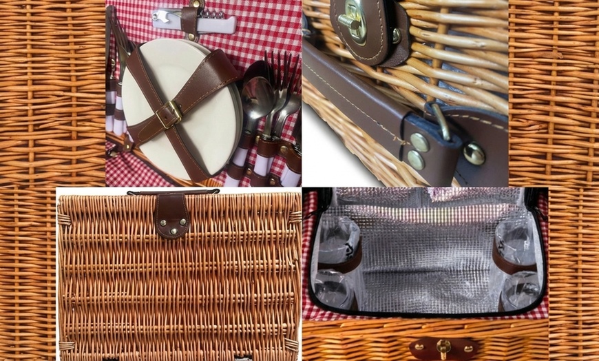 Image 3: Panier de pique-nique de luxe 21 pièces pour 4 personnes