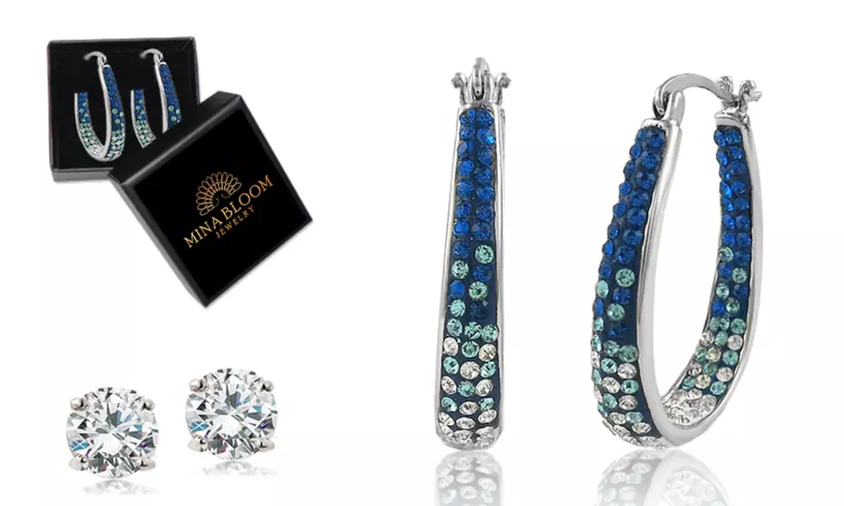 Inside Out Hoops With Free 2.00 CTTW Studs With Crystals From Swarovski 