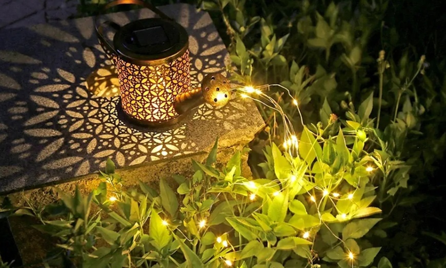 Image 15: Solar Watering Can Light - Warm White LED Rainfall Effect Garden Stake