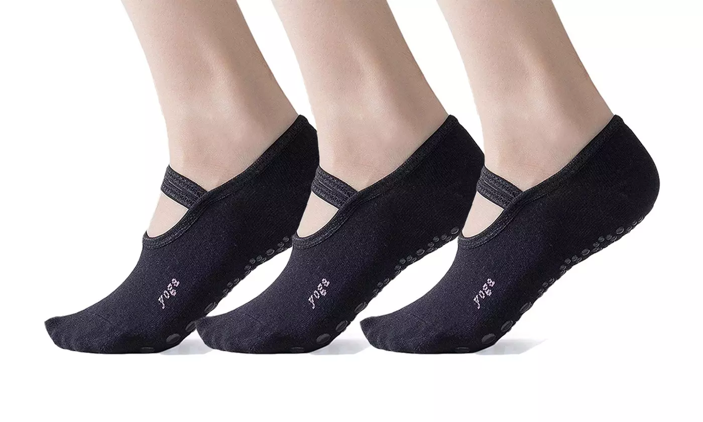 1-3 Pair Yoga Sock for Women Non-Slip Grips & Straps Dance Socks Pilates Socks
