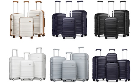 Groupon Unisex Silver Pp Suitcase Set: 24 Inch / Cream