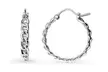 Italian 925 Sterling Silver 18MM Curb Hoop Earrings Stamped 925 - Second Medium