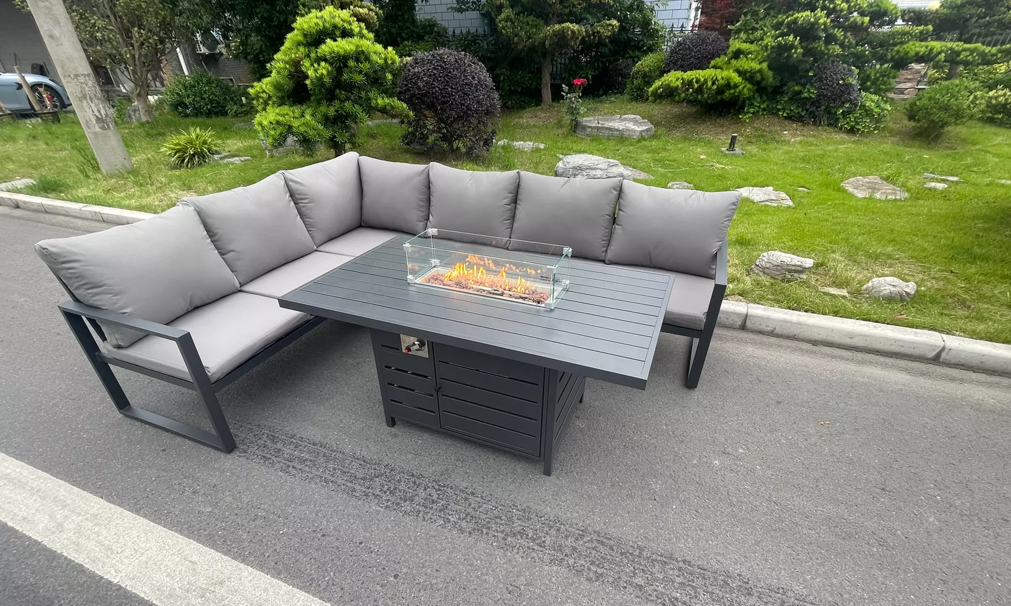 Fimous Aluminium Garden Furniture Set with Fire Pit - Primary Image