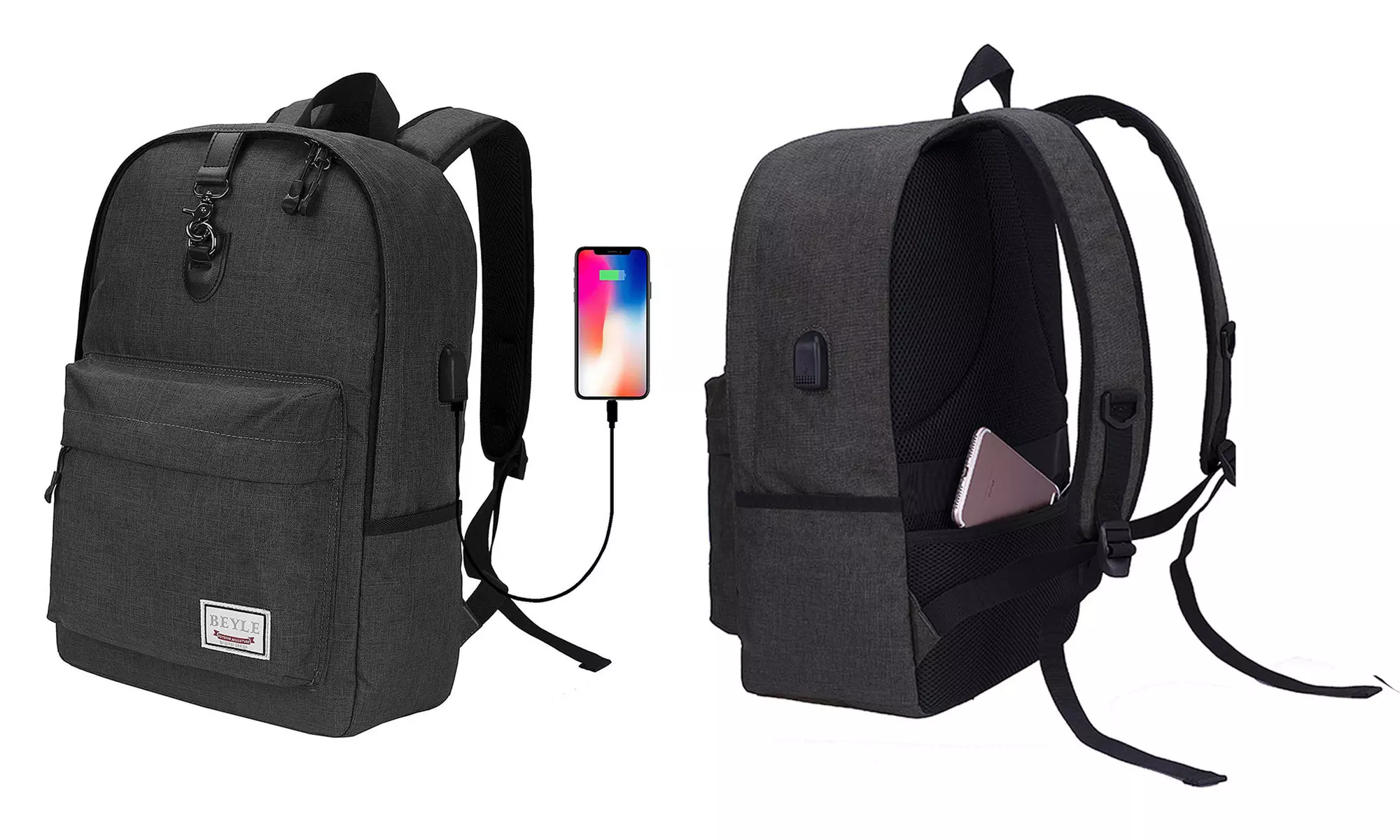 Beyle Anti-Theft Water-Resistant Travel Laptop Backpack with USB Charging Port - Primary Image