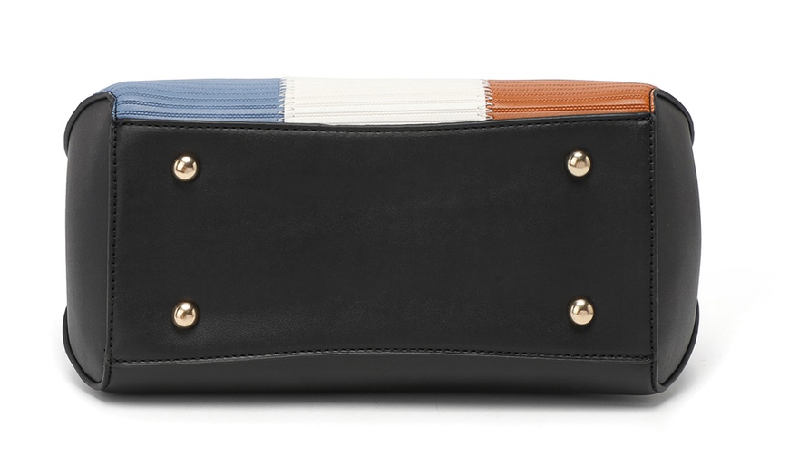 Image 26: Women's Color-block Fashion Tote and Top Handle Handbags