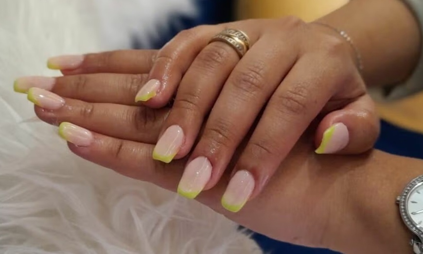 Image 2: Get Glam with Acrylic or Hard Gel Nails w/ Polish, Blowdry & Pedicure!