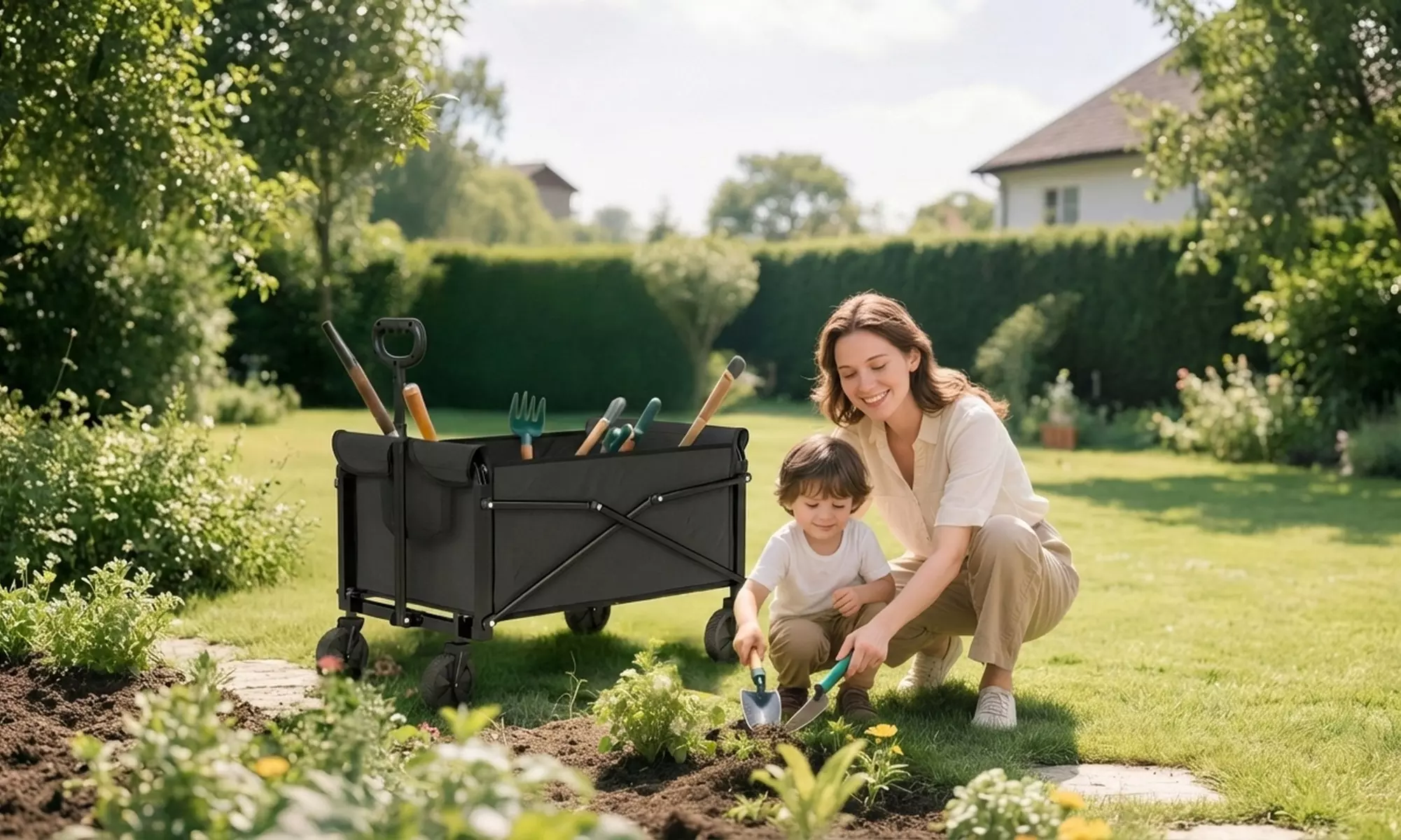 Outsunny Foldable Festival Trolley Cart with 80L Capacity