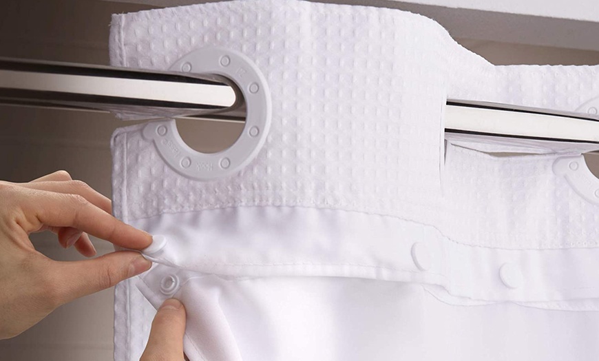 Image 17: Clearance Hookless Quick-Fit Shower Curtain