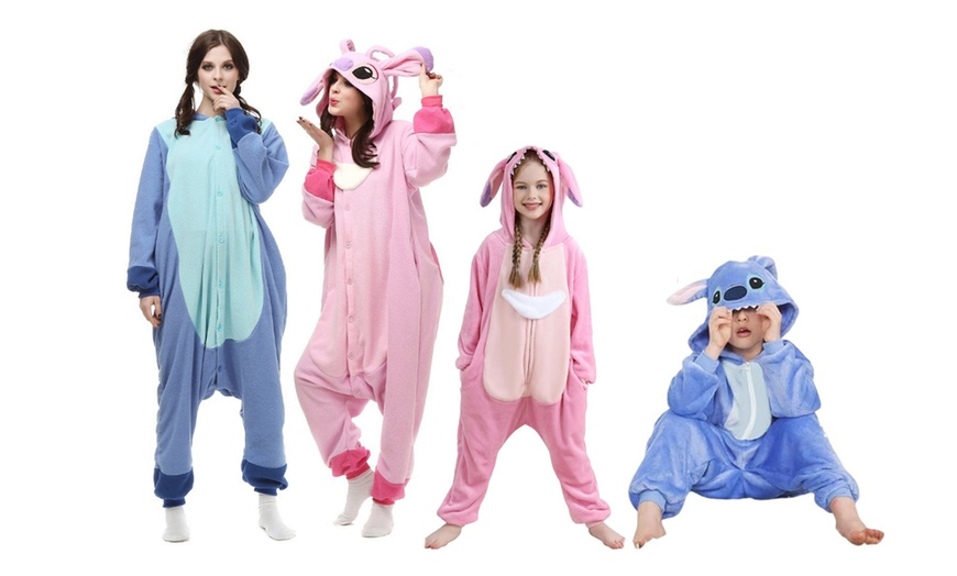 Image 1: Stitch-Inspired Unisex Adults' and Kids' One-Piece Pyjamas