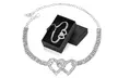 Rhinestone Double Heart Ankle Bracelets Crystal Tennis Anklet Bracelet Jewelry - Second Medium