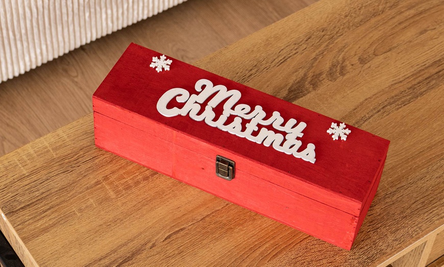 Image 18: Cassetta portabottiglie natalizia