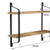Image 6: 2-Tier Pine Wood Floating Wall Shelves with Industrial Design