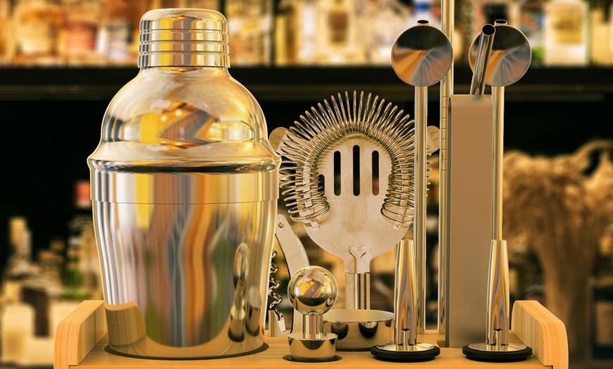 Image 5: 15-Piece Cocktail Shaker Set with Stand