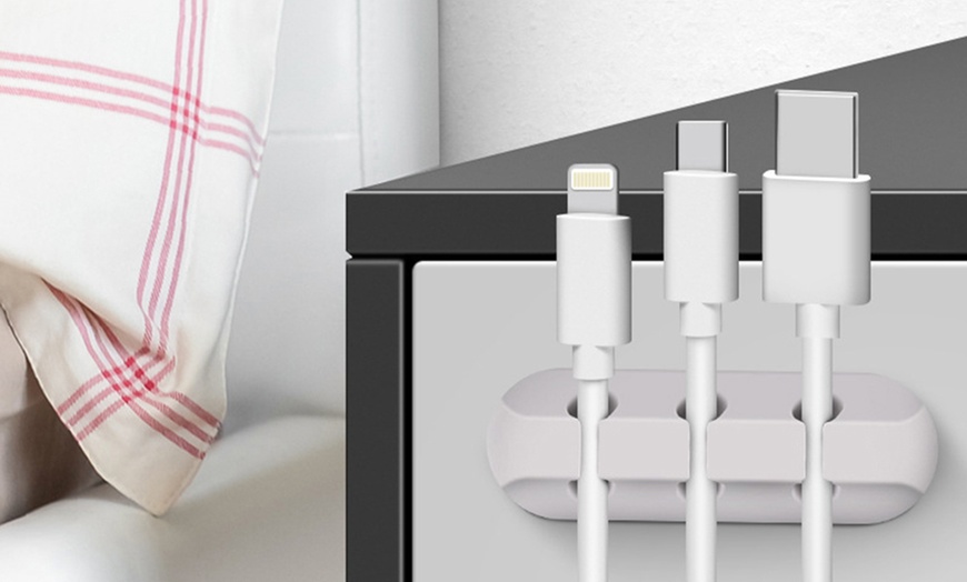 Image 3: Three- or Five-Slot Desk Tidy Desktop Cable Organiser