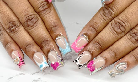 GEL X  short/medium square or coffin 1 designed nail per hand - Beautified Nails LLC