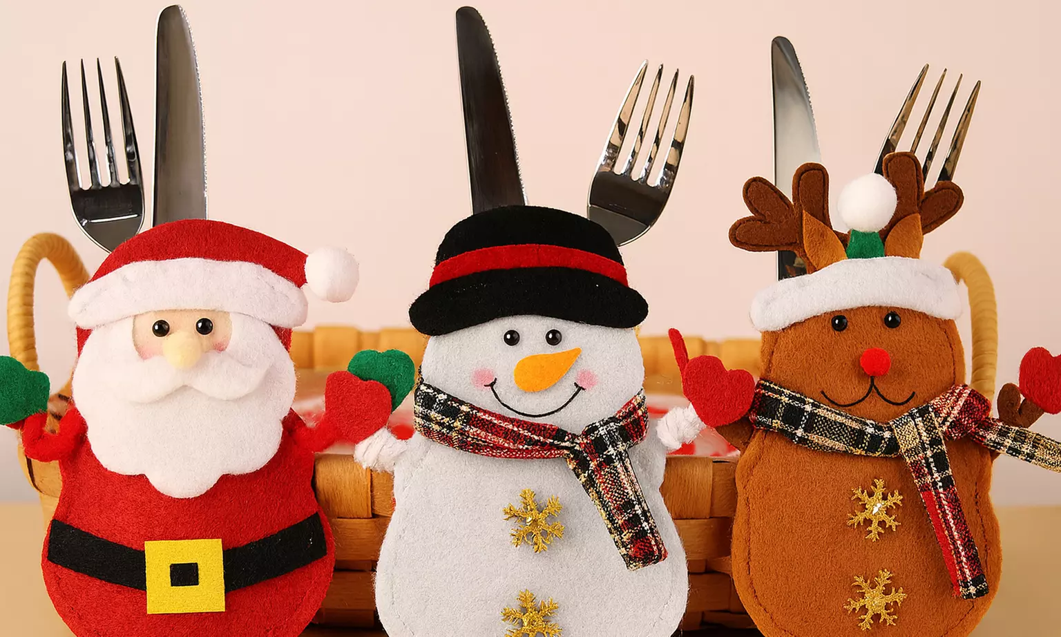 Juego de 3 fundas navideñas para cubiertos