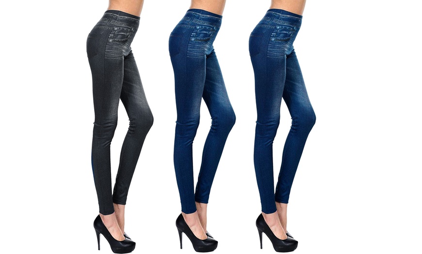 Image 10: Legging met denim-effect