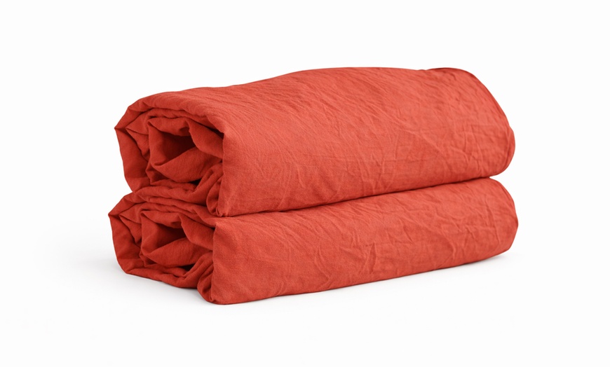 Image 10: 1 ou 2 draps-housses en microlavée, bonnet de 25 cm