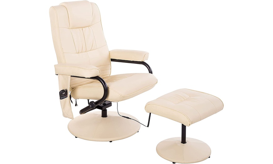 Image 2: HOMCOM Recliner Massage Chair with Footstool
