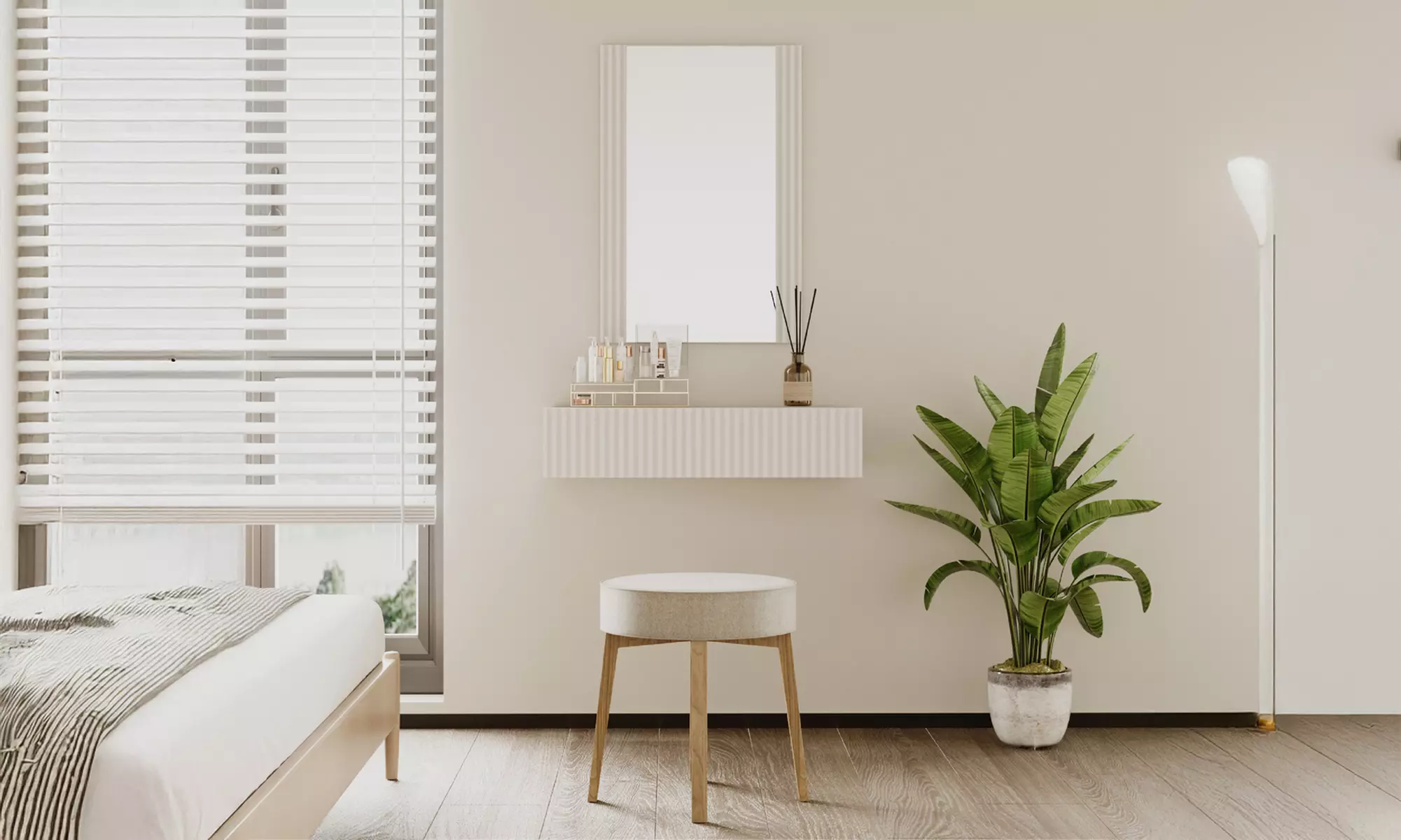 Toletta Velia scanalata con cassetto e specchio