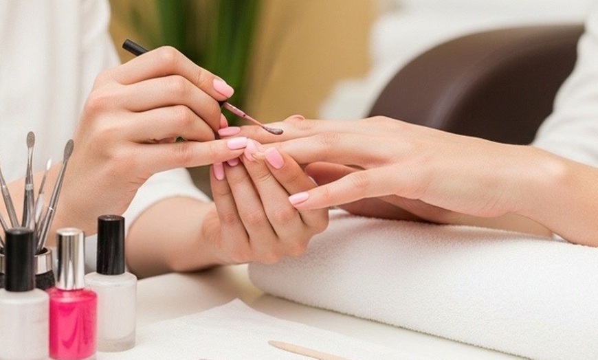 Image 4:  90-Min Manicure, Pedicure, Gel Top Coat + Optional Eyebrow Waxing 