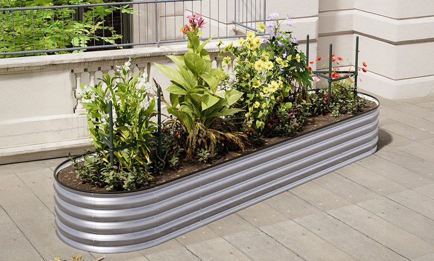 Image 4: Open-Bottom Sectioned Galvanized Steel Raised Garden Bed 320cm x 80cm 