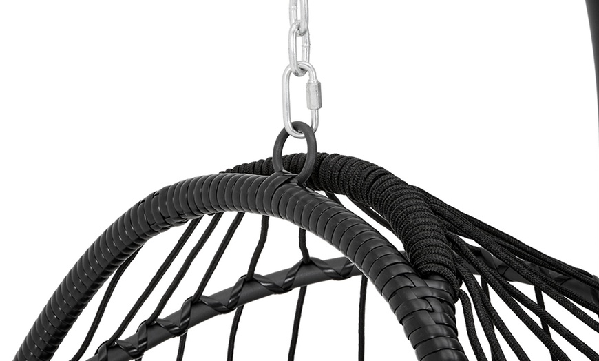 Image 47: Outdoor Cosy Rattan-Effect Hanging Egg Chair with Cushion