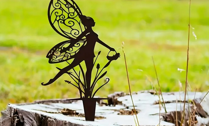 Image 4: 1 o 3 decorazioni da giardino in metallo raffiguranti una fata