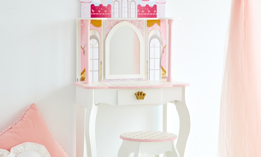 Image 2: Kids' Vanity Table and Stool Set