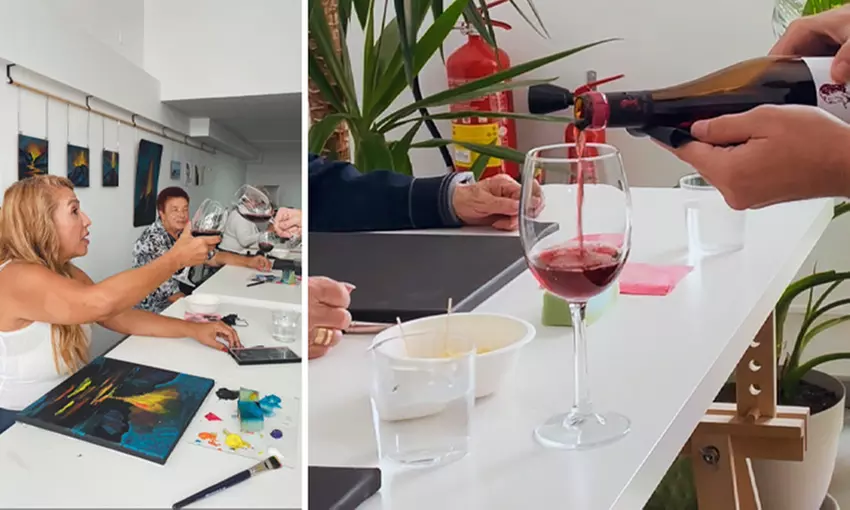 Taller de pintura y texturas con degustación de vinos volcánicos