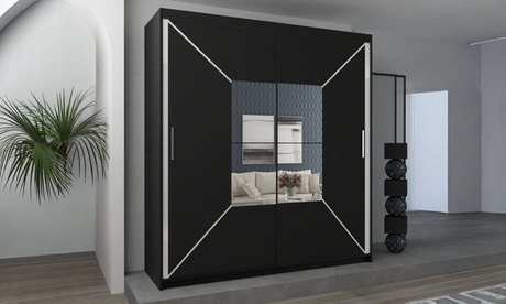 Sliding Wardrobes 4u Nicole Black Sliding Mirror Door Wardrobe 150cm