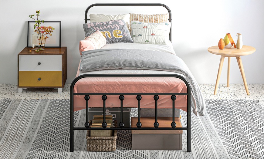 Image 10: HomCom Metal Bed Frames in Various Sizes and Colours