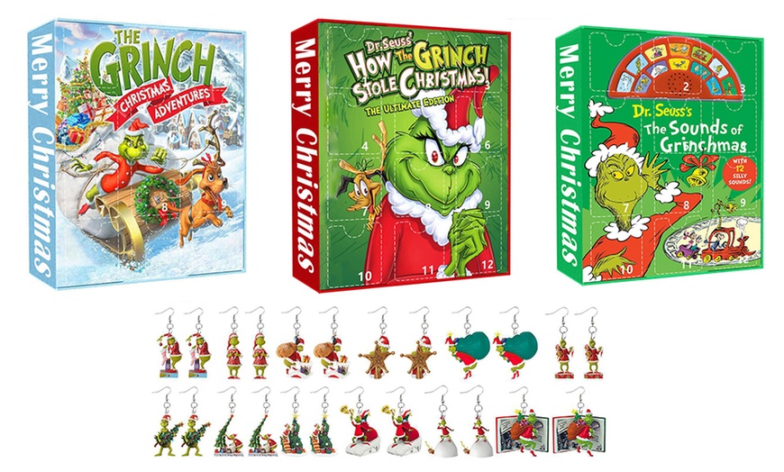 Image 1: 12 Days Grinch-Inspired Earring Advent Calendar