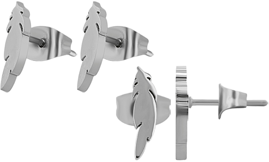 Image 2: Pendientes elegantes de acero inoxidable tipo botón