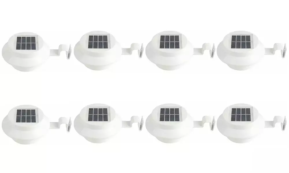 Brighten Your Space: 2, 4, or 8 Solar Fence Gutter Lights: White/Black