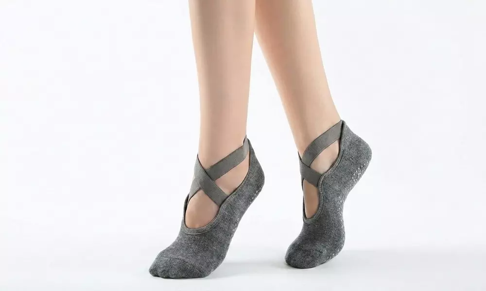 3 paia di calzini antiscivolo con punta tonda e cinturino incrociato