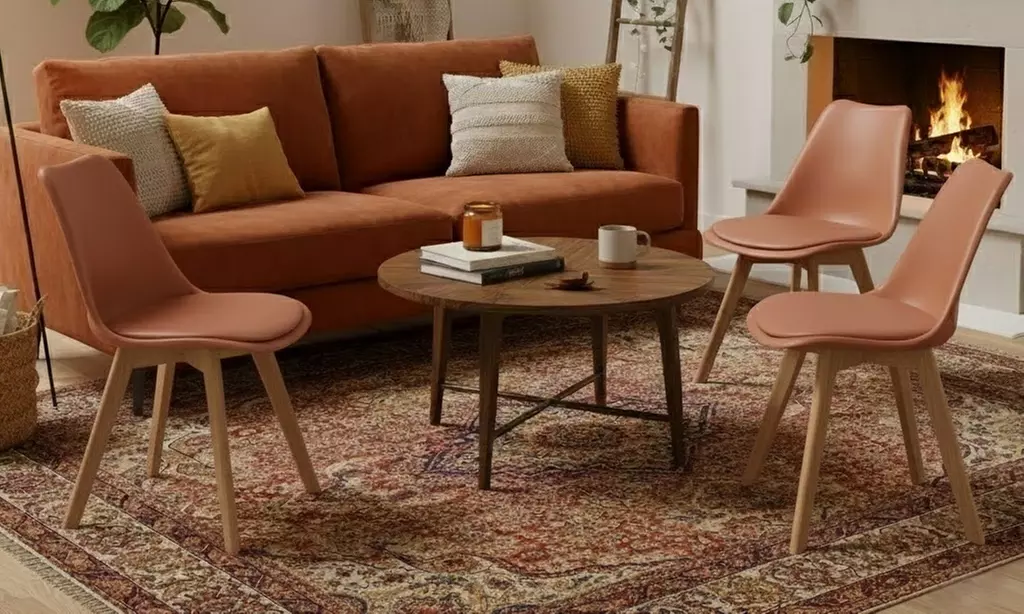 Set 4 sedie in ecopelle e legno di faggio