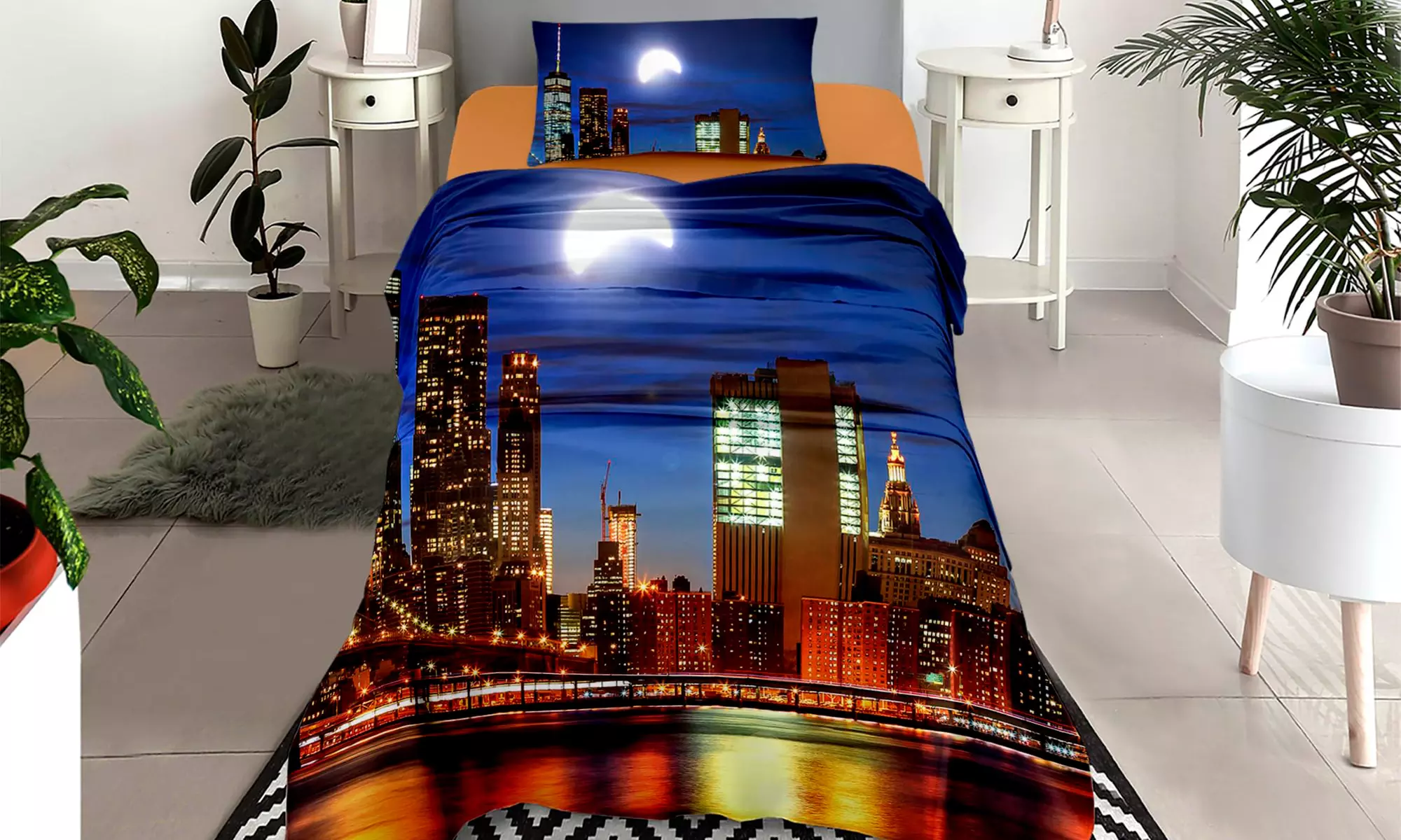 Completo lenzuola in cotone con stampa digitale