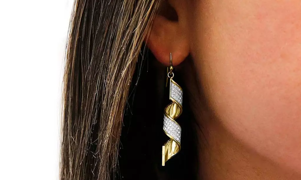 Sterling Silver Spiral Crystal Drop Earrings Made With Crystals From Swarovski