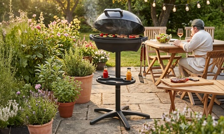 Barbacoa eléctrica 2 en 1 de 2400 W con calentamiento rápido, Black