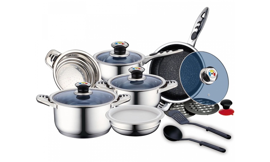 Image 1: Royalty Line 16- oder 18-teiliges Edelstahl-Kochgeschirr-Set
