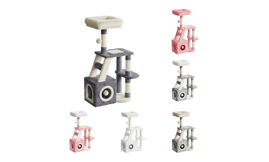 Image 1: 53cm/107cm Cat Tree Tower Indoor Cat Bed with Scratching Post