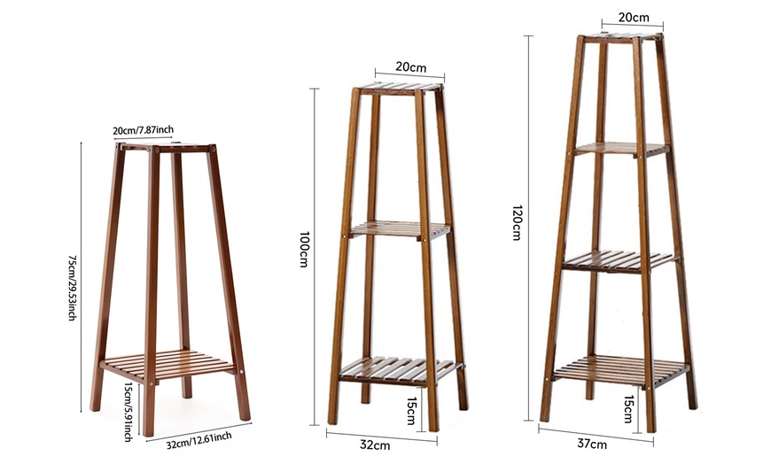 Image 5: Brown Multi-Tier Wooden Plant Stand